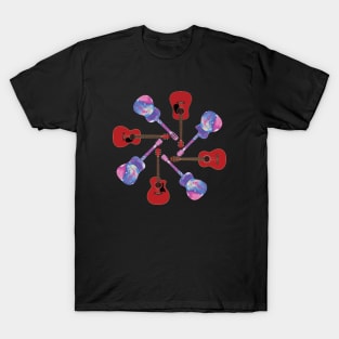 Circular Pattern of Red Acoustic Guitars T-Shirt